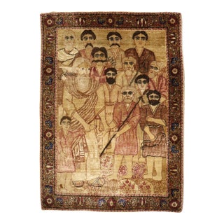 Late 19th Century Biblical Antique Zabihi Collection Lavar Kerman Rug - 1'11" x 2'8" For Sale