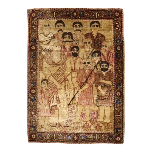 Late 19th Century Biblical Antique Zabihi Collection Lavar Kerman Rug - 1'11" x 2'8" For Sale