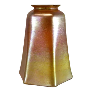 American Tiffany Studios Gold Favrile Glass Hexagonal Lamp Shade
