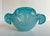 Here is a vintage hand-blown aqua opaline art glass sculptural bowl, likely dating to the later mid-20th century....