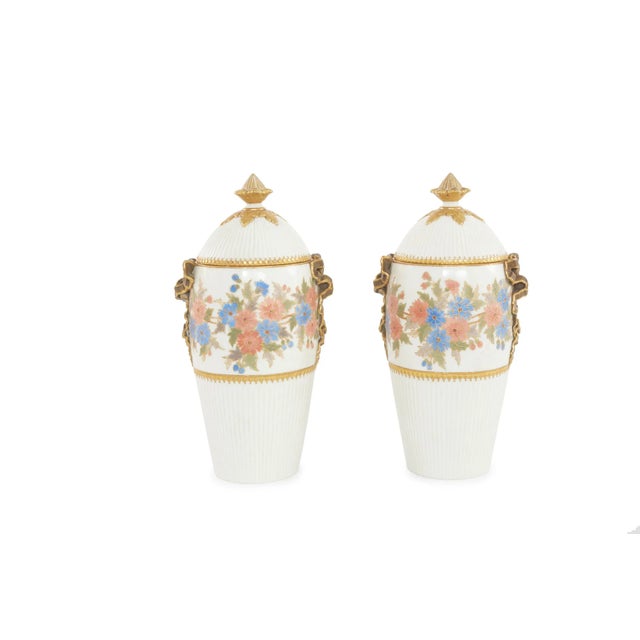 Mid 19th Century Pair Covered Porcelain Urn For Sale - Image 12 of 13