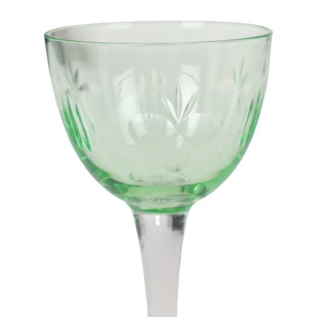 Vintage Uranium Glass Aperitif Glasses from Val Saint Lambert, 1920s, Set of 8 For Sale - Image 11 of 18