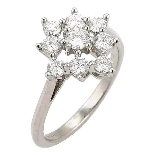 Tiffany & Co. Diamond Platinum Floral Ring, Size 4.5 For Sale