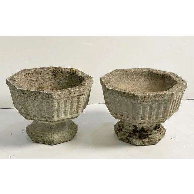 English Garden Stone Octagonal Urn Planters 'Individually Priced' For Sale - Image 12 of 12