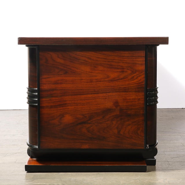 Art Deco Machine Age Partner Desk in Rosewood With Ebonized Fluted Detailing For Sale - Image 15 of 18