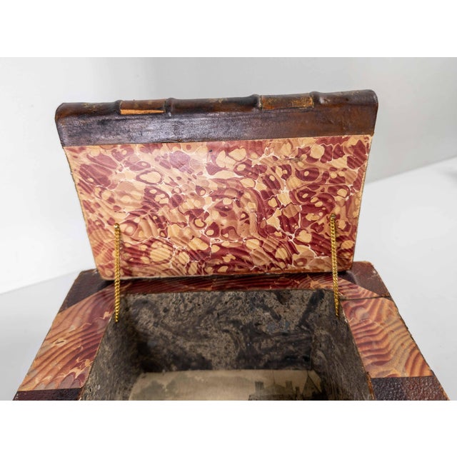 Mid-Century Faux Leatherbound Book Decorative Box, French or English For Sale - Image 10 of 13