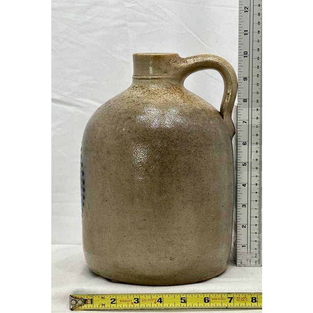 Excellent Small 1 Gallon Antique American Blue Decorated Stoneware Spirts Jug by N. A. White & Son in Utica N. Y. 1870s For Sale - Image 18 of 18
