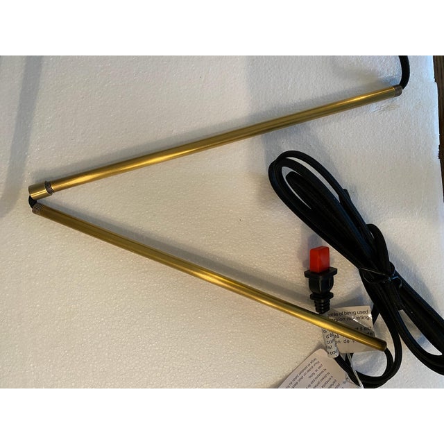 Visual Comfort Frankfort Articulating Wall Light in Black and Hand-Rubbed Antique Brass With Linen Shade For Sale In Seattle - Image 6 of 13