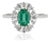 Natural Emerald Pear Diamond Halo Art Deco Ring Size 4 in 14k White Gold For Sale