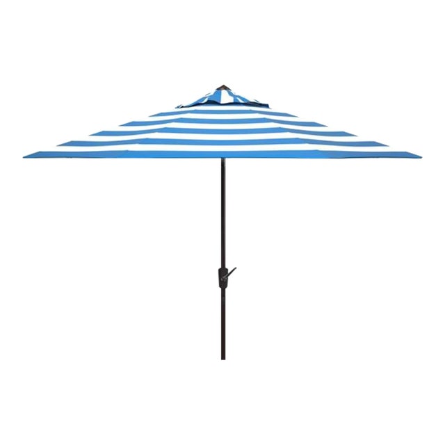 Outdoor UV Resistant Iris Fashion Line 9ft Auto Tilt Umbrella - Pacific Blue Stripe For Sale