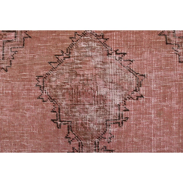 Tabriz Rug 6’11” X 9’11” Pink Wool Vintage Overdyed Hand-Knotted Carpet For Sale - Image 10 of 15
