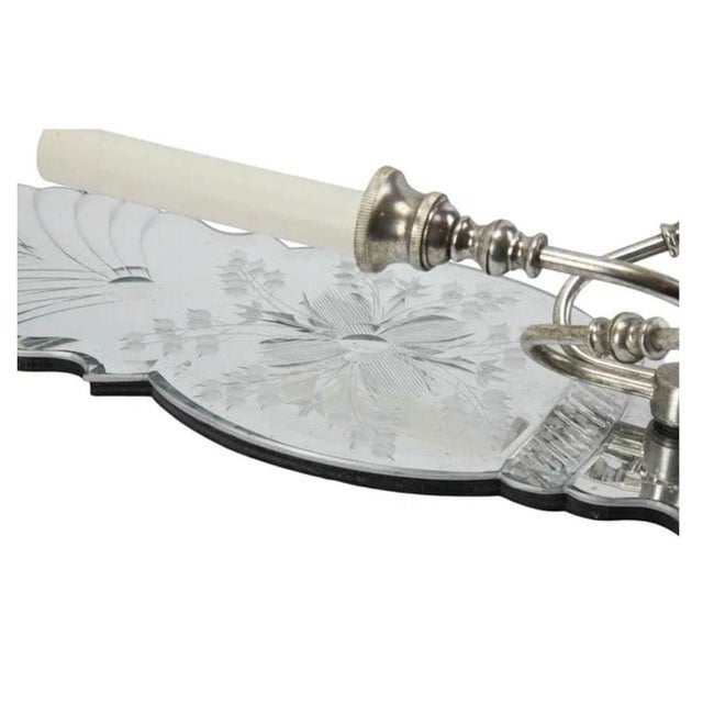 Hollywood Regency Hollywood Regency Style Pair of Mirrored Sconces With Two Nickel Arms For Sale - Image 3 of 4