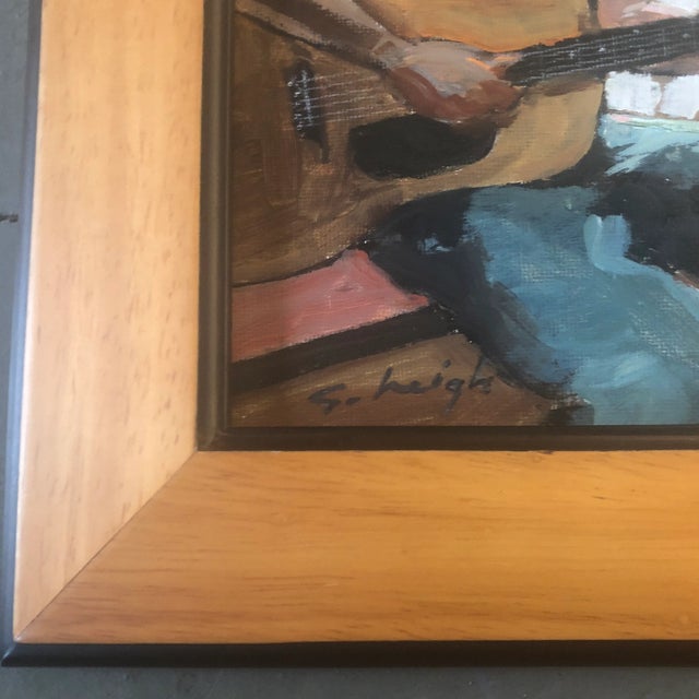 Original 5 x 7 painting on Masonite signed bottom left overall size with vintage frame is 8.5 x 10.5