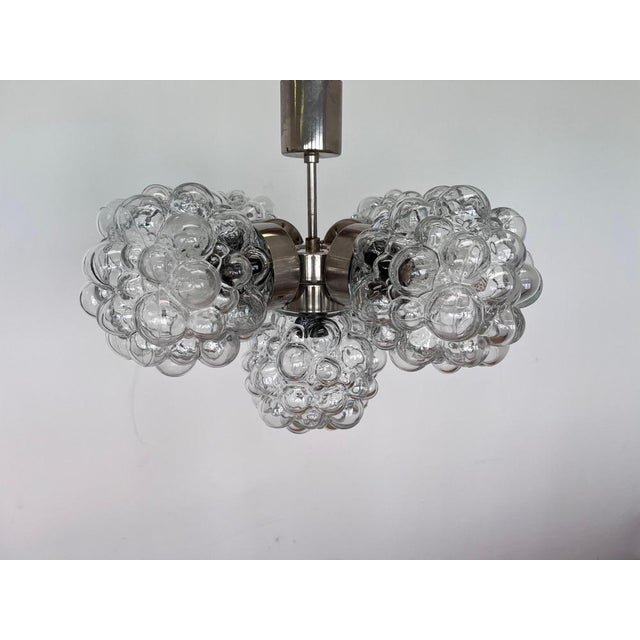 Glass Glass and Chrome Pendant from Kamenicky Senov, Czechoslovakia, 1970s For Sale - Image 7 of 8