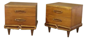 Mid 20th Century Mid-Century 2 Drawer Nightstands - 2 Pieces