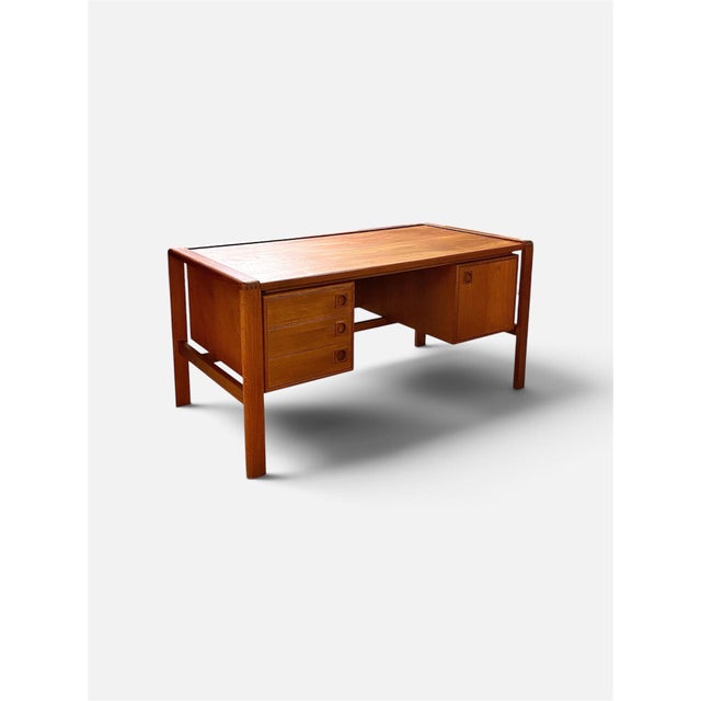 Tan Scandinavian Teak Desk by H.P. Hansen, Denmark, 1960s For Sale - Image 8 of 8