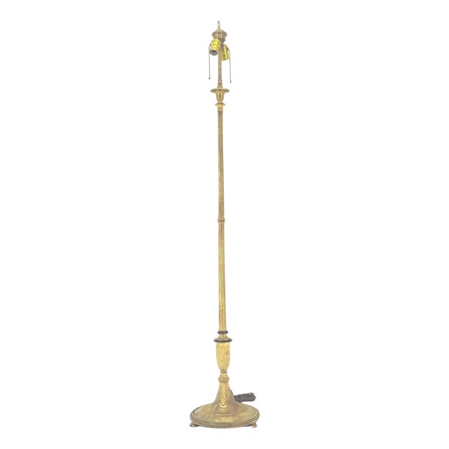 C. 1920s Solid Brass Deco Nouveau Floor Lamp For Sale