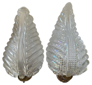 Iridescent Murano Leaf Sconces, 1940s, Set of 2