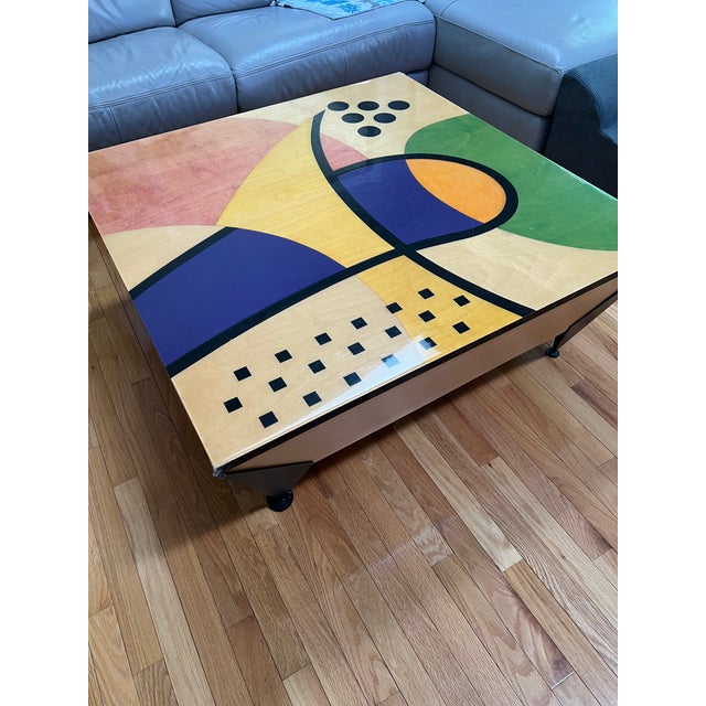 A spectacular, highly collectible 2-piece Postmodern living room table set by artist Benjamin Le, circa 1990s. Heavily...