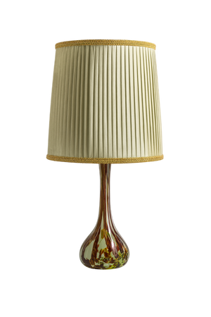 Glass Table Lamp with Textile Shade, 1960s
