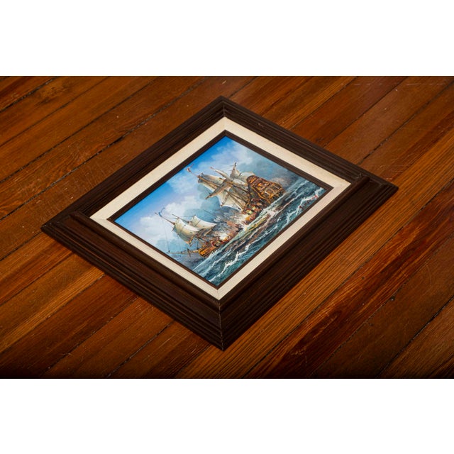 Late 20th Century Vintage J. Harvey Naval Battle Original Oil Painting, Signed & Framed For Sale - Image 5 of 10