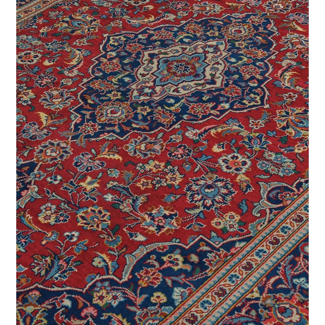 1990s Mansour Original Handmade Persian Kashan Rug For Sale - Image 5 of 12