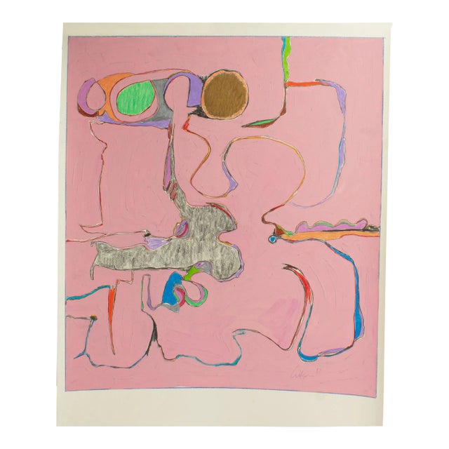 1981 Abstract Mixed Media Painting by Harry Hilson For Sale