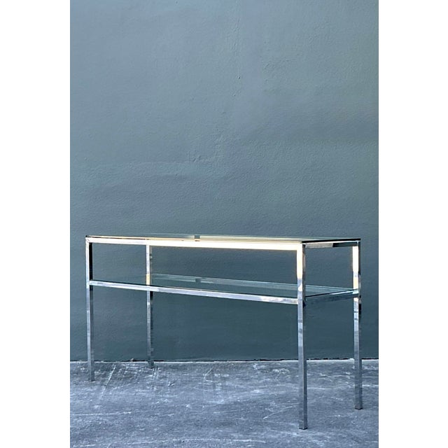 Vintage Chrome and Glass Console Table For Sale - Image 12 of 12