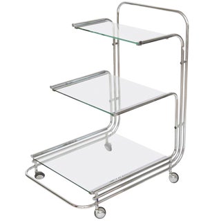 Fontana Arte Chrome Bar Cart For Sale