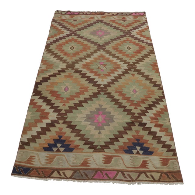 1970s Southwestern Brown Hand Knotted Kilim For Sale