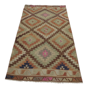1970s Southwestern Brown Hand Knotted Kilim