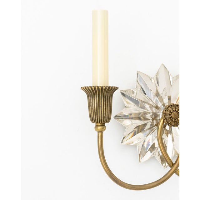 Contemporary Hollywood Regency Style Crystal and Brass Sconces, Pair For Sale - Image 3 of 6