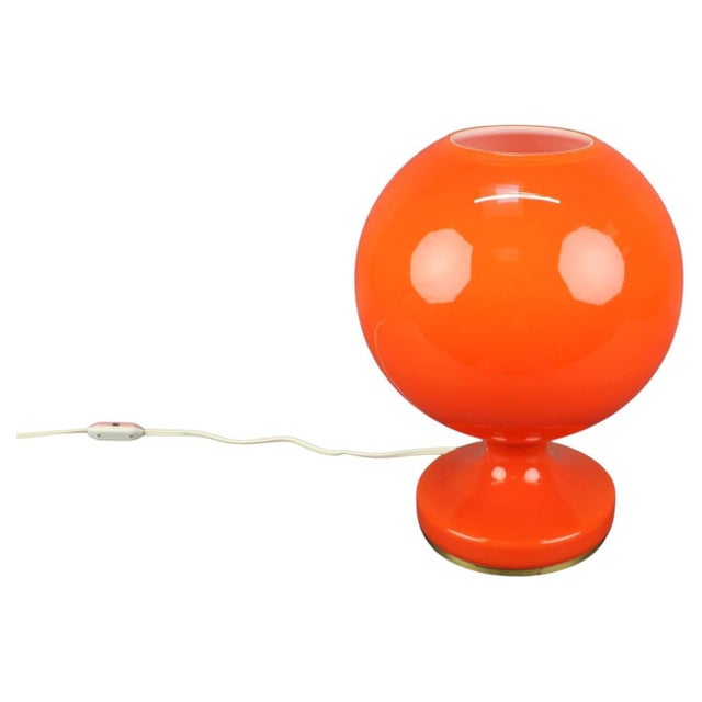 Czech Orange Opaline Glass Mushroom Table Lamp, 1970s For Sale - Image 13 of 13