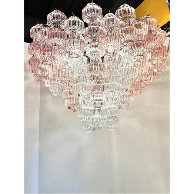 Early 21st Century Romantic Venetian Pink Rigadin Manubri Murano Glass Chandelier by Simoeng For Sale - Image 5 of 10