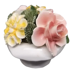 Vtg Thorley Bone China England Flowers Roses Carnations Pink Purple Yellow Green