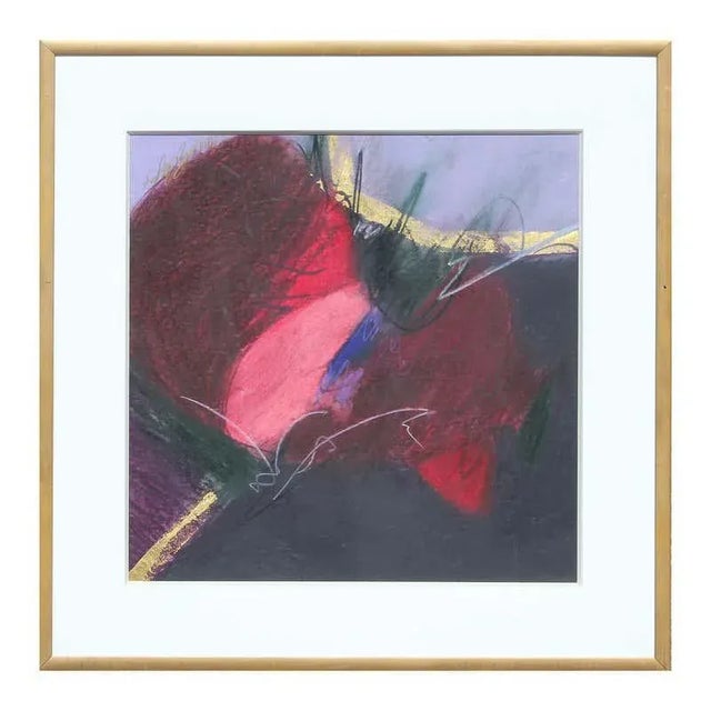 Ornamental & Decorative Materials 1990s "Cranberry Bog" Purple, Red, Black, and Gold Abstract Mixed Media Drawing For Sale - Image 7 of 7