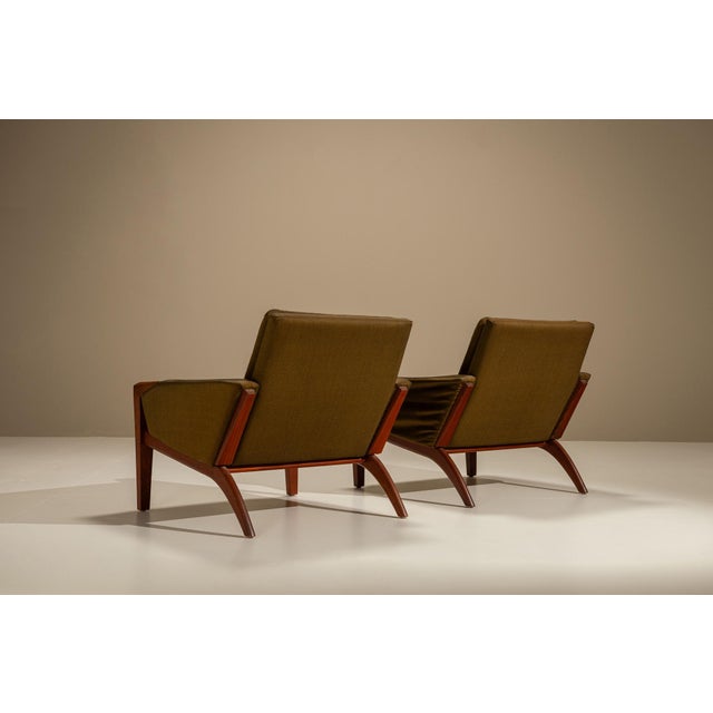 Wood Vintage Danish Lounge Chairs in Olive Green, 1960s, Set of 2 For Sale - Image 7 of 16
