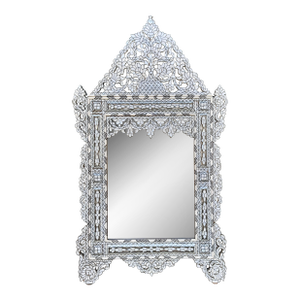 Vintage Levante White Mother of Pearl Inlaid Mirror