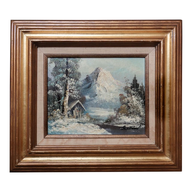 Late 20th Century Original Mountain Landscape Oil Painting by George Whitman For Sale