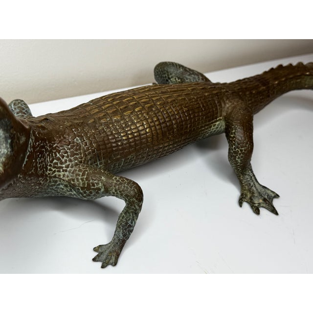 French Early 20th Century Bronze Crocodile Fountain Head Garden Sculpture After Antoine-Louis Barye For Sale - Image 10 of 18