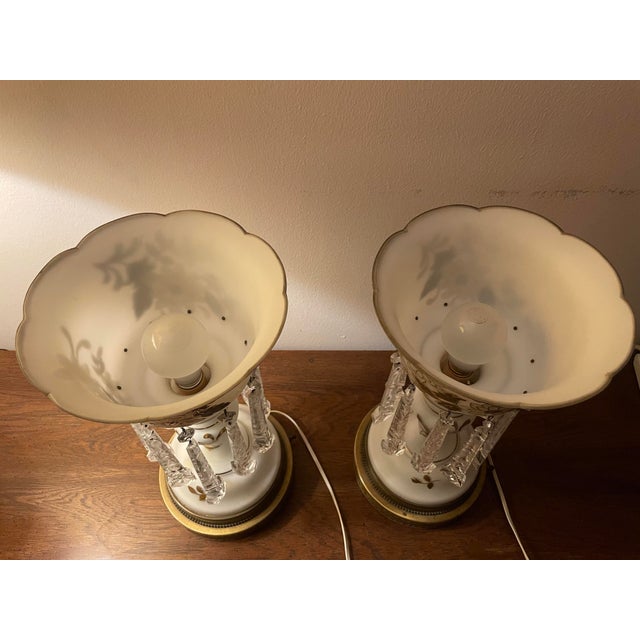 Vintage Mantle Lustres With Crystal Prisms - a Pair For Sale - Image 10 of 12
