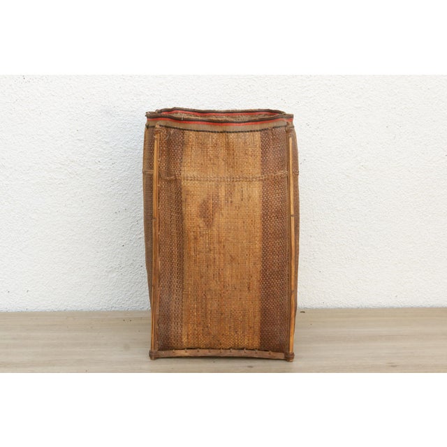 19th Century Tall Handwoven Antique Rice Storage Basket For Sale - Image 5 of 9