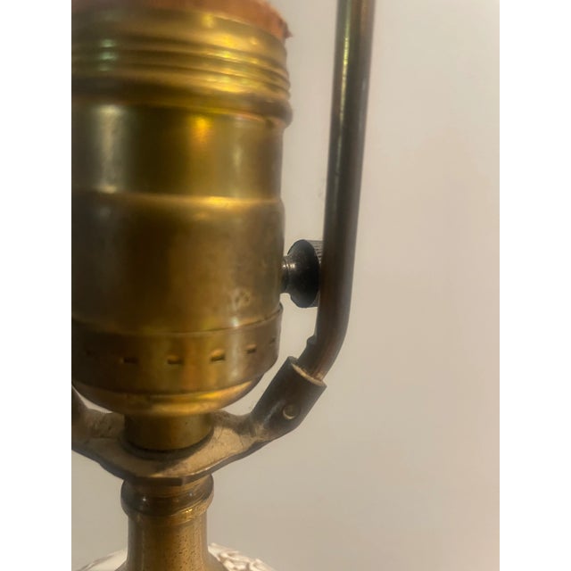 Mid Century Frederick Cooper Baluster Form White Porcelain and Brass Floral Lamp For Sale - Image 9 of 11