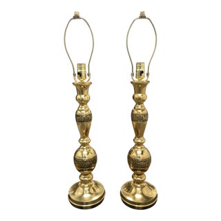 Japanese Bronze Spun Table Lamps - a Pair For Sale