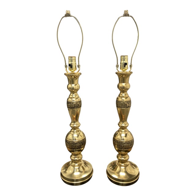 Japanese Bronze Spun Table Lamps - a Pair For Sale