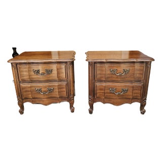 1960s Thomasville Provincial Style Fruitwood Bedside Chest For Sale