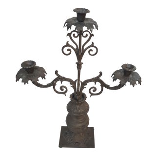 Metal 3 Arm Candelabra by Payne Imports For Sale