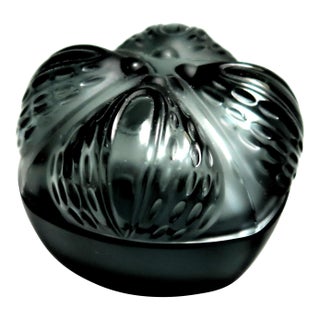 Lalique (France) - Exquisite Smoke Gray (Rarest Color!) Clear and Frosted "Mirabel" Powder Box, Retired. For Sale