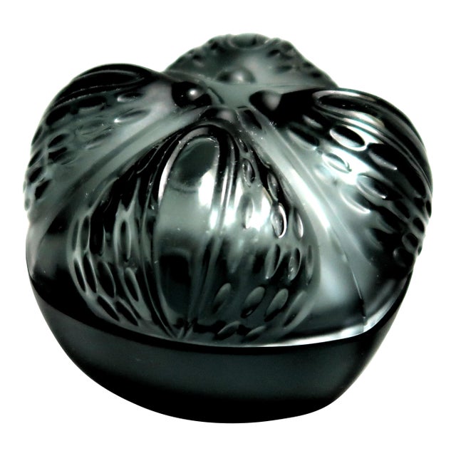 Lalique (France) - Exquisite Smoke Gray (Rarest Color!) Clear and Frosted "Mirabel" Powder Box, Retired. For Sale