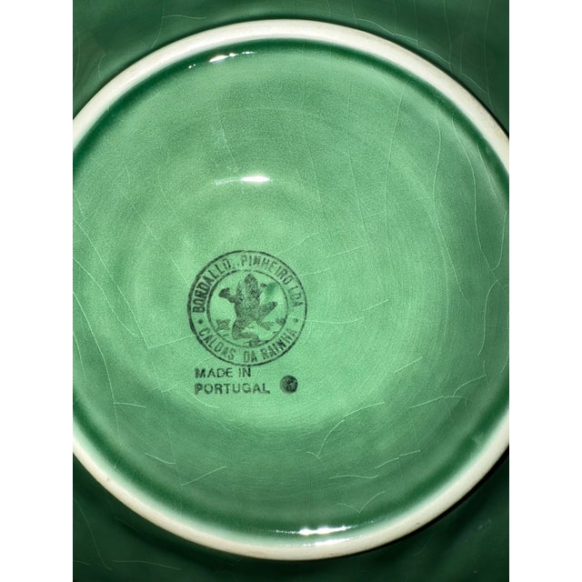 Late 20th Century Set of 6 Green Bordallo Pinheiro Majolica Salad or Dessert Plates From Portugal For Sale - Image 10 of 10